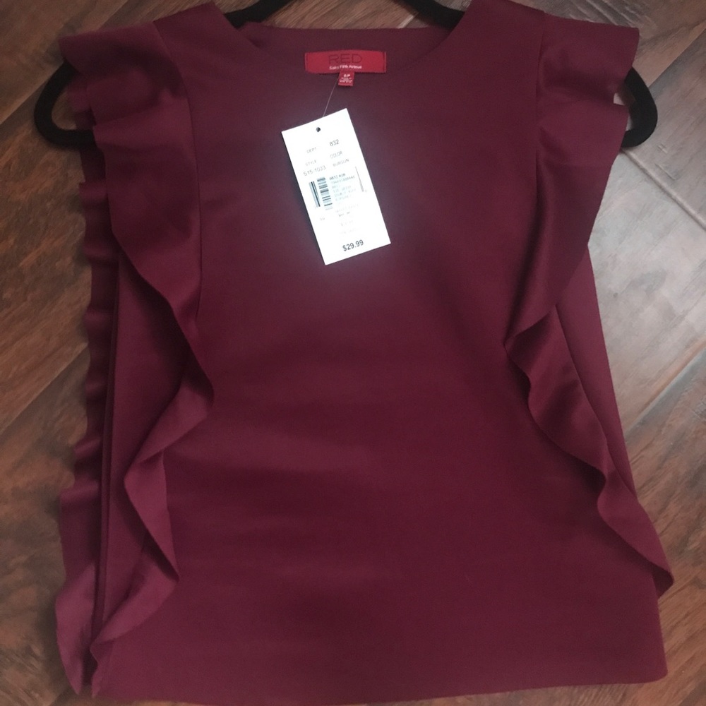 Saks Fifth Avenue High neck ruffle top S